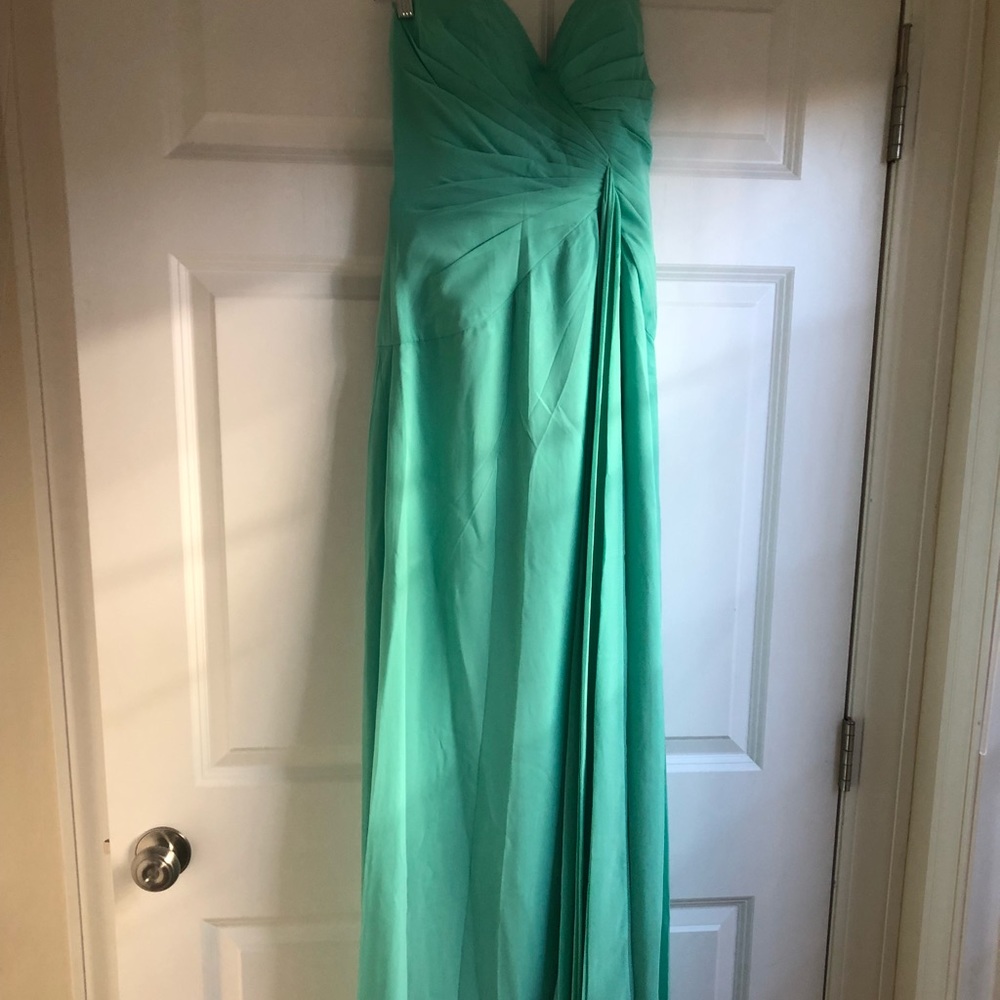 Blue-green strapless prom dress/evening gown
